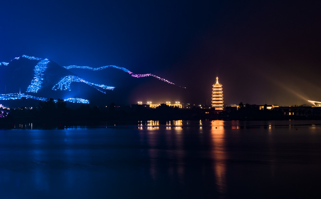 北京怀柔雁栖湖夜景